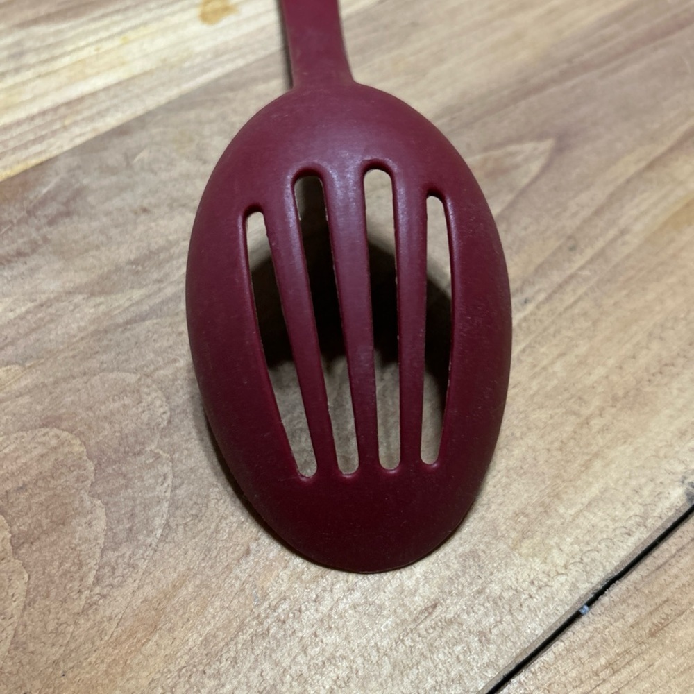 KitchenAid Red Slotted Spoon with Silver Detail - Picture 2 of 6